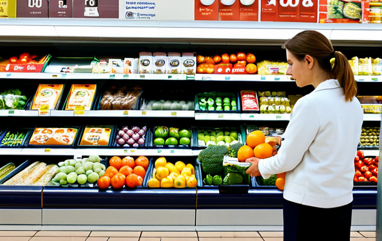 소비자 보호와 관련된 이슈와 대처 방안 - Smart Shopper**
"A woman in appropriate clothing, carefully comparing prices of grocery items at a ...