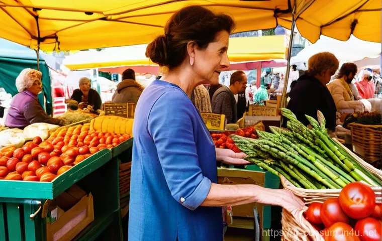 소비자 행동 변화와 그 영향 - **A Savvy Shopper at a French Market**
A vibrant, sun-drenched scene at a traditional French out...