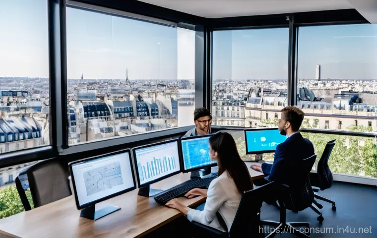 소비자전문기술사의 경력 관리 팁 - **Prompt 1: Collaborative Tech Innovation in Paris**
"A diverse group of young French tech profe...