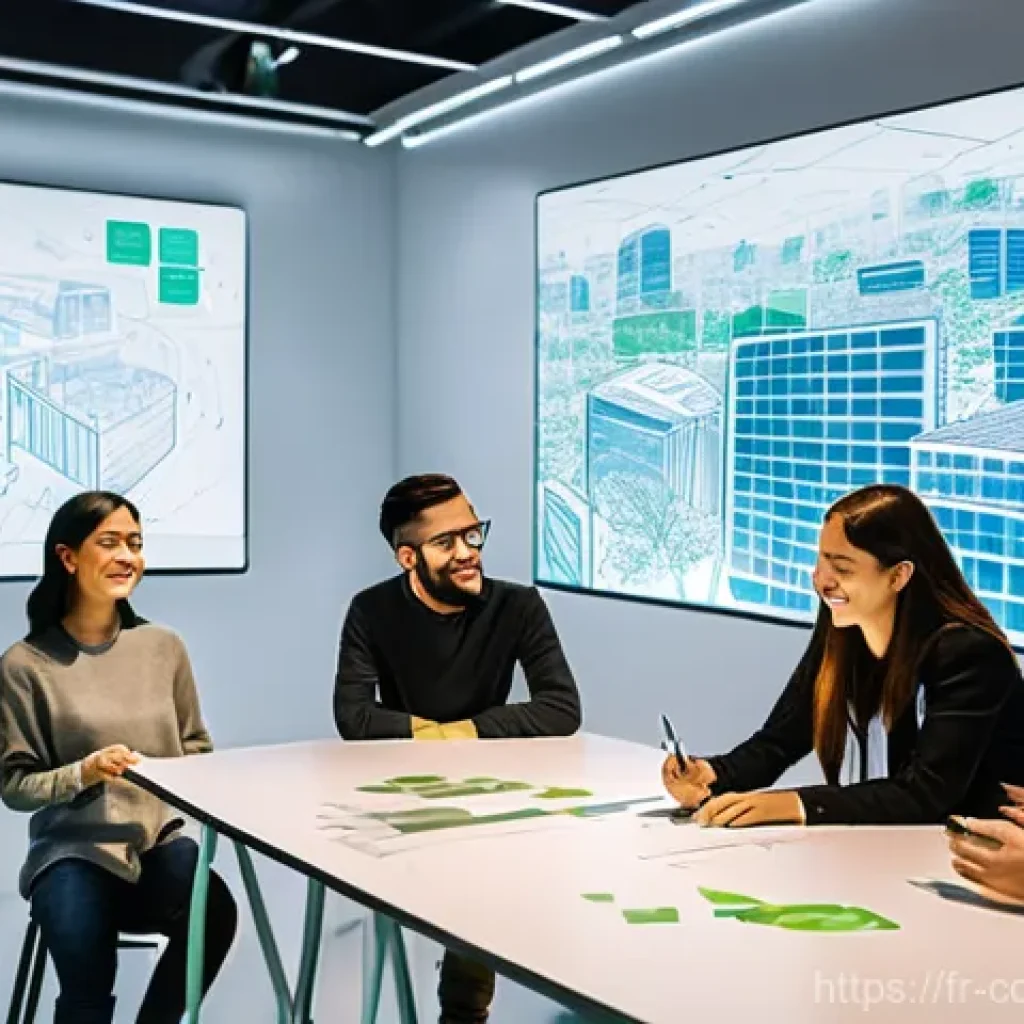 소비자중심 경영 사례와 지속 가능성 전략 연구와 분석 - **Prompt 1: Collaborative Innovation in a Sustainable Future**
A diverse group of young adults a...