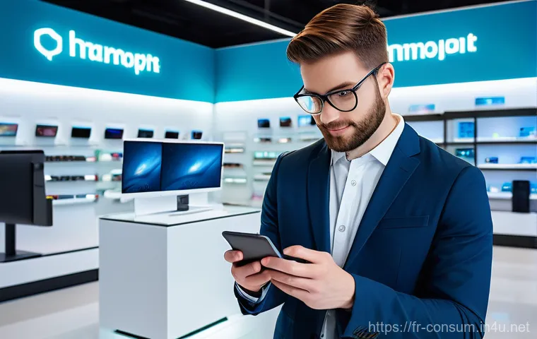 소비자전문기술사의 역할과 미래 전망 - **Prompt: The Guiding Light in a Tech Maze**
A bright, clean, and modern tech store or a futuris...