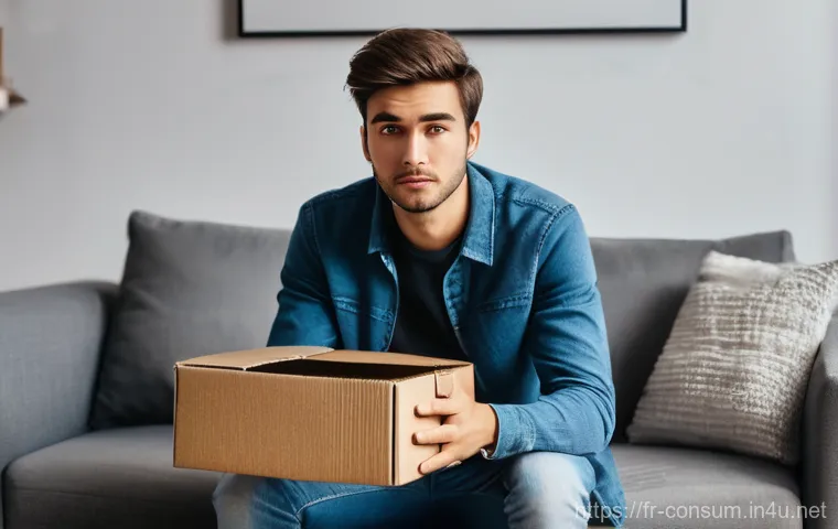 소비자 보호법 사례별 대응 전략 - **Prompt 1: The Frustration of a Damaged Delivery**
"A young adult, dressed in comfortable casua...