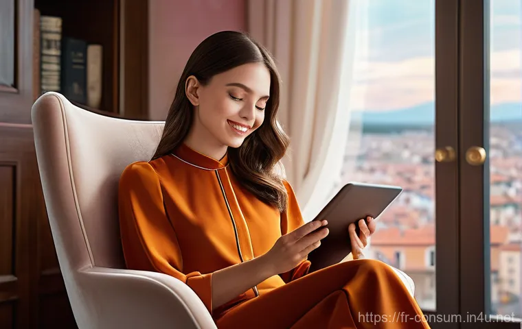 소비자 행동 데이터를 활용한 개인화 서비스 - **Prompt:** "A young woman, elegantly dressed in a chic, modest blouse and high-waisted trousers, si...