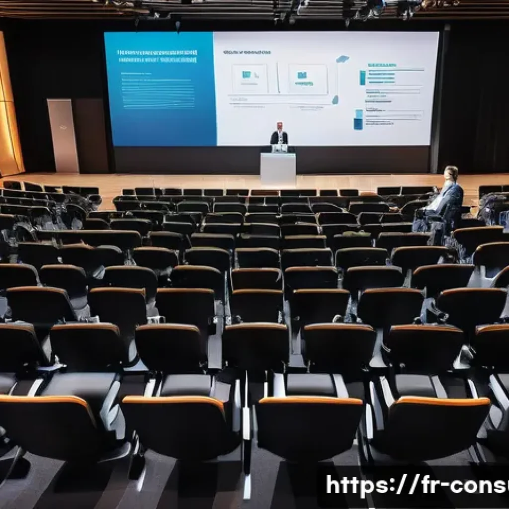 소비자전문기술사 자격 유지 요건 - A professional adult attending a modern business conference in Paris, seated in a sleek auditorium w...