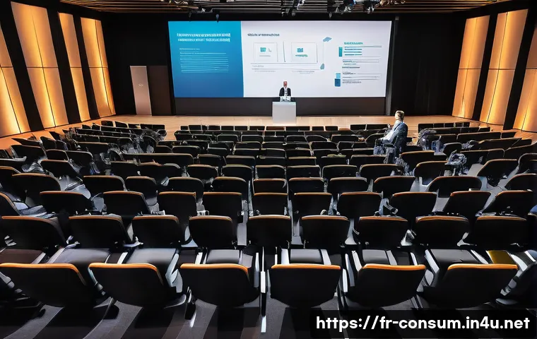 소비자전문기술사 자격 유지 요건 - A professional adult attending a modern business conference in Paris, seated in a sleek auditorium w...