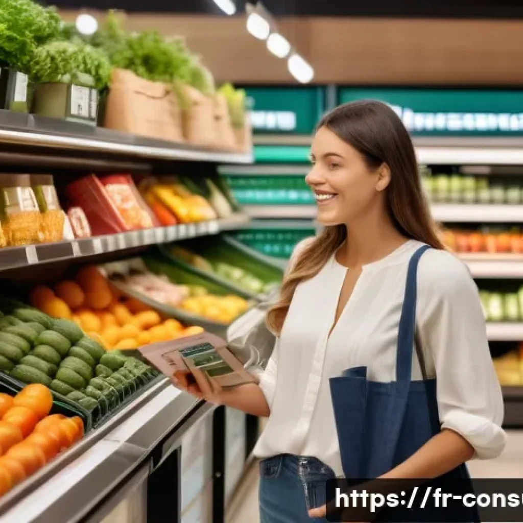 소비자중심 경영의 사례 연구와 성공 요인 분석 - A diverse group of French consumers in a modern organic grocery store, browsing fresh local and bio ...