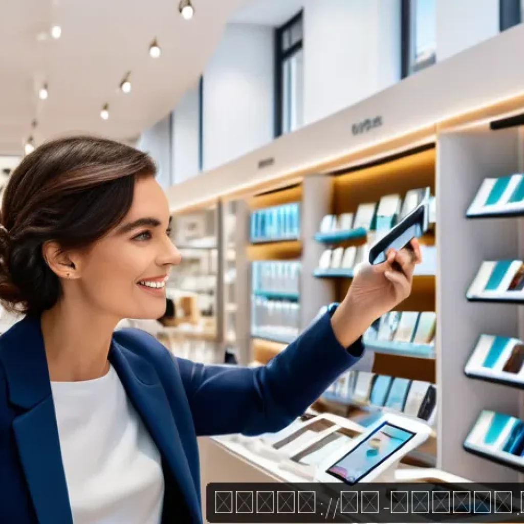 소비자 행동 데이터를 활용한 비즈니스 혁신 - A modern French retail store environment showing a diverse group of adult customers browsing product...