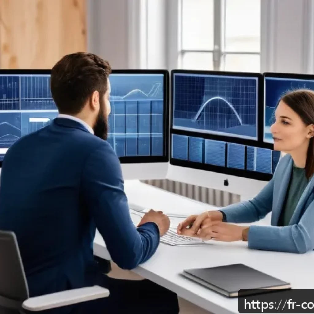 소비자 행동 데이터를 활용한 전략 개발 - A modern French digital marketing office scene showing a diverse team of professionals analyzing beh...