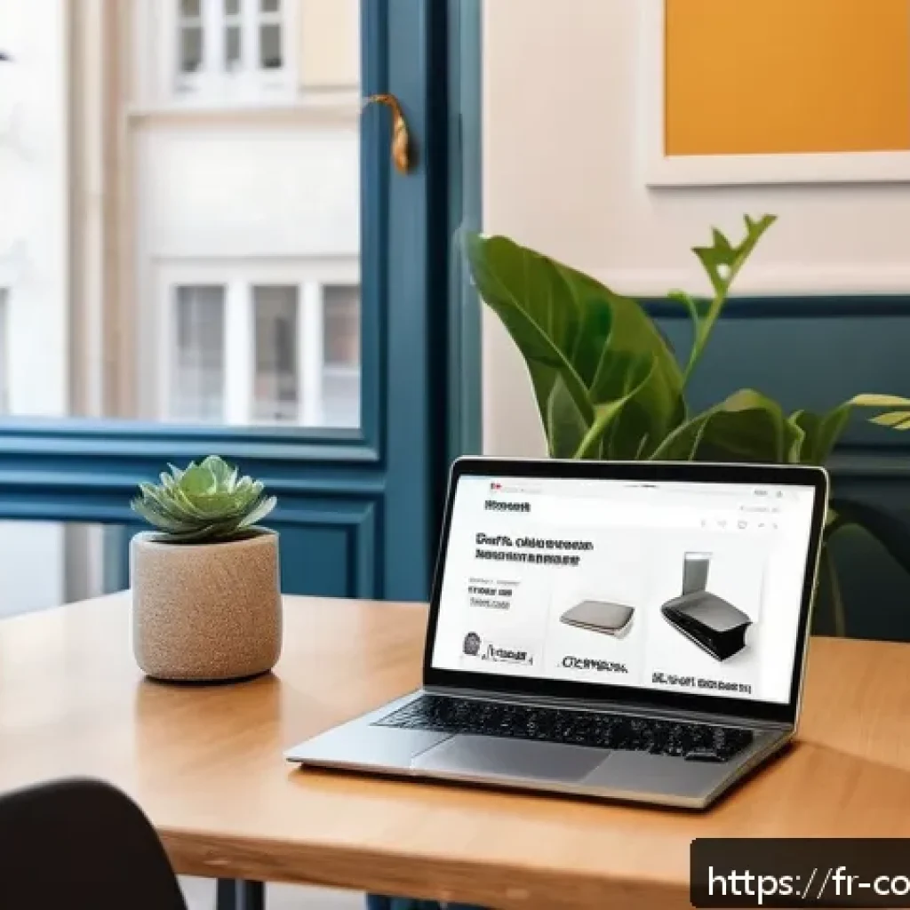 소비자 보호와 관련된 최신 판례 - A modern French online marketplace scene showing a diverse group of consumers browsing electronic pr...