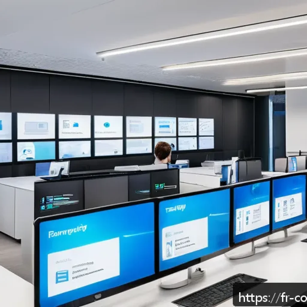 소비자 불만 처리 프로세스 개선 사례 - A modern customer service center with diverse professionals collaboratively working on digital devic...